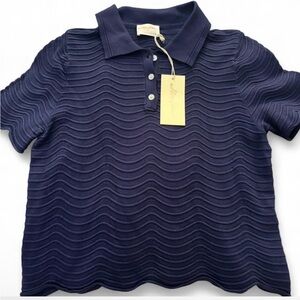 Allie Rose Wavy Knit Polo NWT